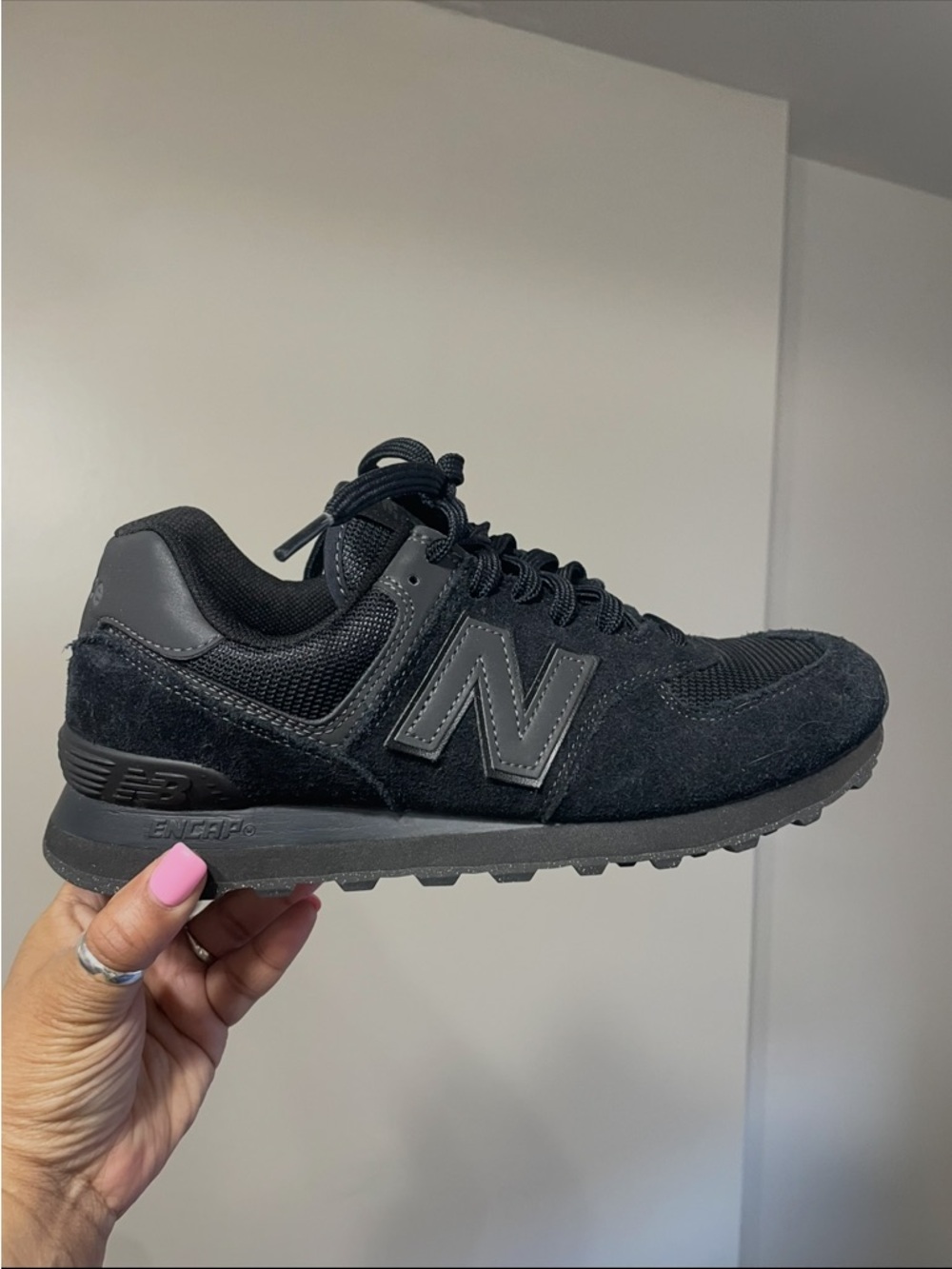 New Balance Men's Black Suede & Mesh Sneakers
